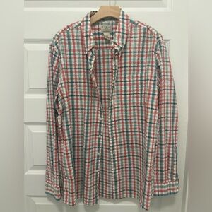 L.L. Bean Men's Multicolor Plaid Button Down Shirt Traditional Fit Seersucker